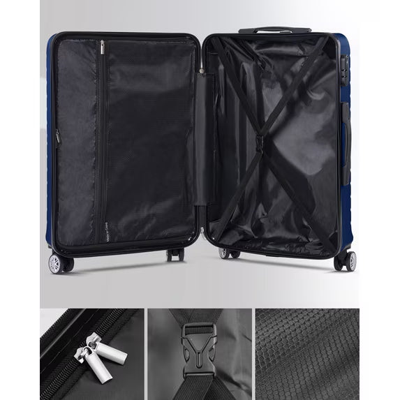 Gowill 3 Piece Luggage Sets Travel Suitcase Set with 7PCS Organizer Bags, Navy Blue