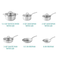The Pioneer Woman 14-Piece Stainless Steel Cookware Set, Cooking Pots and Pans Set with Kitchen Utensils