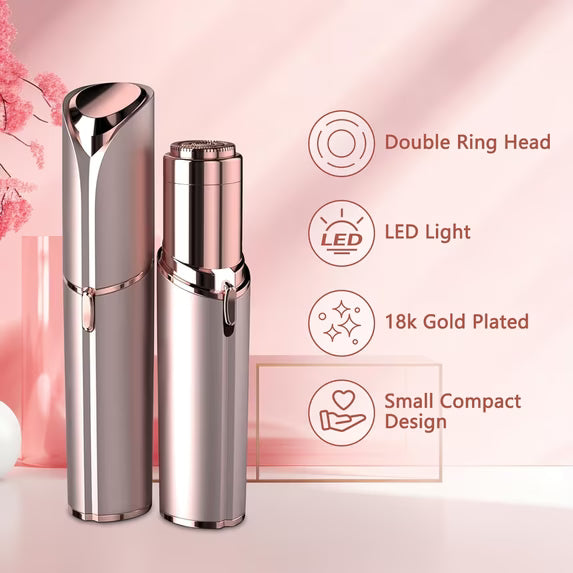 Hoeylife Facial Hair Remover for Women - Painless Face Shaver - Electric Hair Removal Device for Face Lips Peach Fuzz with Light (Rose Gold)