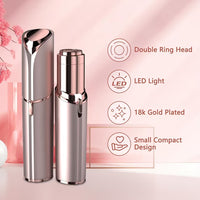 Hoeylife Facial Hair Remover for Women - Painless Face Shaver - Electric Hair Removal Device for Face Lips Peach Fuzz with Light (Rose Gold)