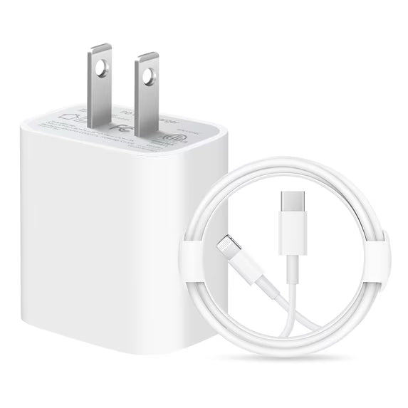 Coreykin 20W USB-C fast charger with 6 ft cable, white