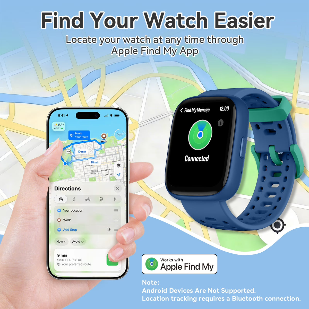 2026 Cillso Smart Watch for Kids with Find My, 1.83" HD Touch Screen, BLE5.3, IP68 Waterproof, Multiple Sports Modes, Activity Tracker Pedometer,Ideal Gift, Blue