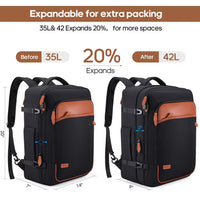 Travel Backpack for Men & Women Carry On Backpack Flight Approved Expandable 42L Waterproof Anti-Theft Personal Item Backpack with Packing Cubes and Shoe Pocket