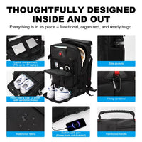 Convertible Travel Backpack & Duffel Bag - Airline-Approved Carry-On w/ Laptop Sleeve & USB Port, Black