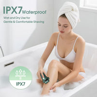 5-in-1 Women's Electric Razor, 7D Floating Head IPX7 Waterproof Wet Dry Body Shaver, Rechargeable Lady Hair Remover with LED Display for Face Legs Bikini, Retro Green