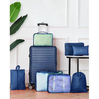 Gowill 3 Piece Luggage Sets Travel Suitcase Set with 7PCS Organizer Bags, Navy Blue