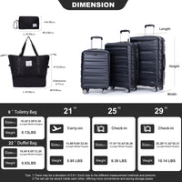 5-Piece Hardside Luggage Set with Duffel Bag & Spinner Wheels, 20/24/28 Inch Lightweight ABS Suitcases with TSA Lock,Black