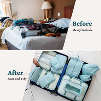 Ababeny 9 Set Compression Packing Cubes for Travel, Compression Packing Organizer Packing Bags for Traveling, Travel Pouch Set for Packing. Blue