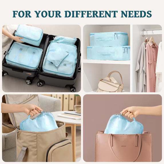 Ababeny 9 Set Compression Packing Cubes for Travel, Compression Packing Organizer Packing Bags for Traveling, Travel Pouch Set for Packing. Blue