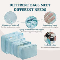 Ababeny 9 Set Compression Packing Cubes for Travel, Compression Packing Organizer Packing Bags for Traveling, Travel Pouch Set for Packing. Blue