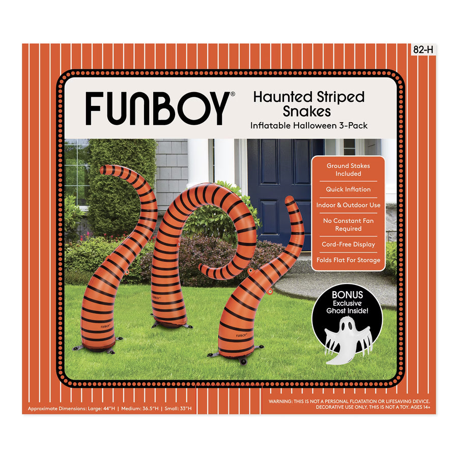 FUNBOY inflatable Halloween lawn snakes 3-pack with bonus ghost - view 3