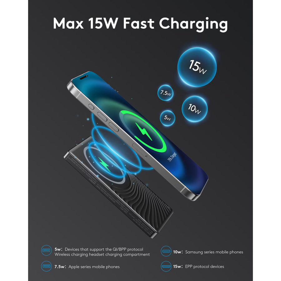 Btootos ultra slim 10000mAh magnetic power bank, black - view 5