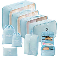 Ababeny 9 Set Compression Packing Cubes for Travel, Compression Packing Organizer Packing Bags for Traveling, Travel Pouch Set for Packing. Blue