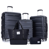 5-Piece Hardside Luggage Set with Duffel Bag & Spinner Wheels, 20/24/28 Inch Lightweight ABS Suitcases with TSA Lock,Black