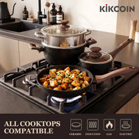 Kikcoin 34-Piece Pots and Pans Set, Dishwasher-Safe Non Stick Pots and Pans with Utensils, Premium Bakeware and Cookware Set for Kitchen, Black