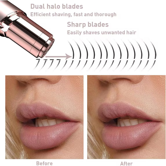 Hoeylife Facial Hair Remover for Women - Painless Face Shaver - Electric Hair Removal Device for Face Lips Peach Fuzz with Light (Rose Gold)