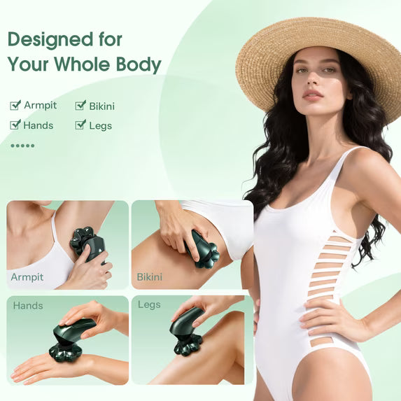 5-in-1 Women's Electric Razor, 7D Floating Head IPX7 Waterproof Wet Dry Body Shaver, Rechargeable Lady Hair Remover with LED Display for Face Legs Bikini, Retro Green