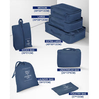 Gowill 3 Piece Luggage Sets Travel Suitcase Set with 7PCS Organizer Bags, Navy Blue