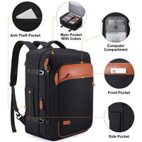 Travel Backpack for Men & Women Carry On Backpack Flight Approved Expandable 42L Waterproof Anti-Theft Personal Item Backpack with Packing Cubes and Shoe Pocket