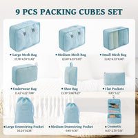 Ababeny 9 Set Compression Packing Cubes for Travel, Compression Packing Organizer Packing Bags for Traveling, Travel Pouch Set for Packing. Blue