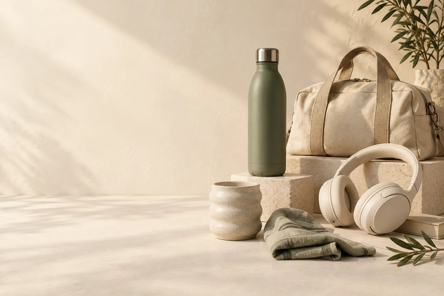 Everyday essentials in soft natural light